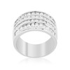 4 Row Rhodium Cubic Zirconia Cocktail Ring