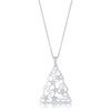 .2 ct CZ Rhodium Christmas Tree With Mixed Stars Pave Holiday Pendant