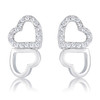 .17 Ct Melded Hearts Rhodium and CZ Stud Earrings