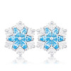 Rhodium Plated Aqua Blue Marquise Snowflake Earrings