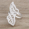Lina 0.4ct CZ Rhodium Leaf Wrap Ring