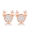 18k Rose Gold Plated Clear CZ Reindeer Earrings
