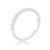 0.11ct CZ Rhodium Plated Classic Band Ring With Round Cut Cubic Zirconia In A Pave Setting