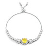 Adjustable Rhodium Plated Graduated Yellow CZ Bolo Style Tennis Bracelet