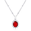 Rhodium Plated Ruby Red Petite Royal Oval Pendant