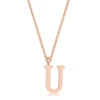 Elaina Rose Gold Stainless Steel U Initial Necklace
