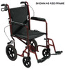 Expedition Aluminum Transport Chair w/Loop Locks  19  Red