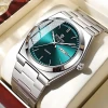 Color: Silver - UTHAI Men Watch Light Luxury Brand Stainless Steel Double Calendar Waterproof Male 