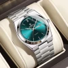 Color: Silver - UTHAI Men Watch Light Luxury Brand Stainless Steel Double Calendar Waterproof Male 
