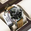 POEDAGAR Luxury Military Watch For Men Waterproof Luminous Leather Man Watch Quartz High Quality Me