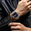 Color: Rose - Top Brand Men Watch Stainless Steel Top Quailty Luxury Push Button Hidden Clasp Water