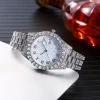 Color: Silver - Fashion Hip-hop Cuban Bracelet & Men's Steel Band Faux Diamond Watch, Fashion Men's