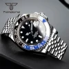 Color: WHITE - Tandorio NH35A Date Stainless Steel 40mm Dive Automatic Men Watch Sapphire Crystal R