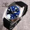 Color: Brown - Tandorio Black/Blue/Green Sunburst Dial NH35A 38mm Automatic Men's Watch 200M Brushe