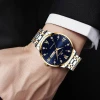 Color: BRONZE - Top Brand Men Watch Stainless Steel Top Quailty Luxury Push Button Hidden Clasp Wat