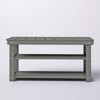 Grey Wood 2-Shelf Shoe Rack Storage Bench For Entryway or Closet