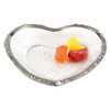 8" Mouth Blown Seeded Glass Heart Plate with Silver Rim