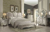 91" X 96" X 75" Ivory Velvet Bone White Upholstery Poly Resin Eastern King Bed