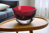6" Red Mouth Blown Crystal Thick Walled Bowl
