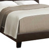 Dark Brown Solid Wood Queen Tufted Upholstered Linen Bed Frame with Nailhead Trim