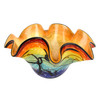 17" Red Yellow and Green Wavy Glass Centerpiece Bowl