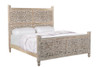 Carved Solid Wood King Gray Bed