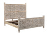 Carved Solid Wood King Gray Bed