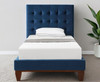 Navy Blue Solid Wood Full Tufted Upholstered Velvet Bed