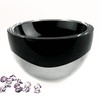 6" Black Mouth Blown Crystal Thick Walled Bowl