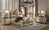 Pearl King Tufted Upholstered Faux Leather Bed Frame with Nailhead Trim