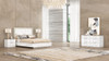 Queen White and Taupe High Gloss Bed Frame with LED Headboard