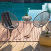 3 Piece Grey Oval Patio Rope Woven Chair Bistro Set
