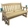4ft Heavy Duty Unfinished Wood Porch Glider Bench with Cupholders - Made in USA