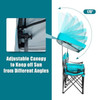 Turquoise Blue 2-Piece Folding Canopy Chair with Cup Holder and Storage Pocket