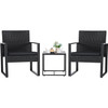 Outdoor 3-Piece Patio Furniture Set with 2 Black Patio Chairs and 1 Side Table