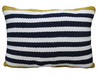 14" X 20" Black And Yellow Zippered Striped Indoor Outdoor Throw Pillow