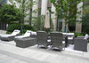 Twelve Piece Outdoor Gray Wicker Multiple Chairs Seating Group Fire Pit Included with White Cushions