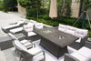 Twelve Piece Outdoor Gray Wicker Multiple Chairs Seating Group Fire Pit Included with White Cushions