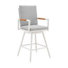 48" Light Gray Metal Swivel Outdoor Bar Height chair with Footrest