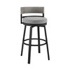 33" Light Gray Metal Swivel Low back Outdoor Bar Height chair with Footrest