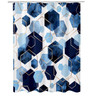 72"W x 84"H Blue White Hexagon Geometric Pattern Polyester Shower Curtain
