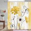 72"W x 72"H Yellow Vibrant Floral Butterfly Polyester Shower Curtain