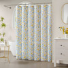 72"W x 72"H 100-Percent Cotton Yellow Blue Floral Print Shower Curtain
