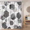 72"W x 78"H Gray White Geometric Hexagon Pattern Polyester Shower Curtain