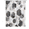 72"W x 78"H Gray White Geometric Hexagon Pattern Polyester Shower Curtain
