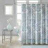 72-inch Cotton Shower Curtain with Blue Watercolor Paisley Floral Motif