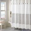 72-inch Grey and White Stripes Cotton Shower Curtain with Tassels