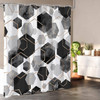 72"W x 72"H Black White Hexagonal Pattern Polyester Shower Curtain