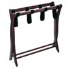 Solid Wood Folding Luggage Rack in Dark Brown Finish with Black Nylon Straps