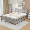 Full Size Grey Platform Bed Frame with 2 Storage Drawers